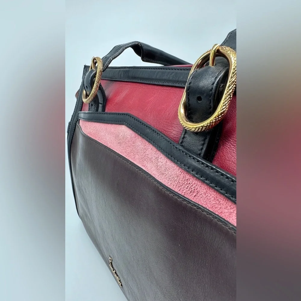 Christian Louboutin Farida Large Leather & Suede Tote Bag – Burgundy/Black/Red - Picture 9 of 16